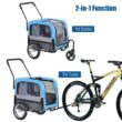 Aosom Elite-Jr 2-In-1 Dog Pet Bicycle Trailer, Jogging Stroller with 360-Degree Swivel Wheels & Large Easy Entry, Blue