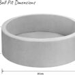 Gray Ball Pit, ∅ 2.75in 200 Balls Included, Memory Foam Ball Pits for Toddlers Soft Children Round Playpen 35 x 12 inch，Gray ball