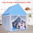 Costway Kids Play Tent Large Playhouse Children Play Castle Fairy Tent Gift w/ Mat Blue Costway Kids Play Tent Large Playhouse Children Play Castle Fairy Tent Gift w/ Mat Blue