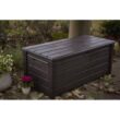 Keter Brightwood 120gal Weatherproof Patio Deck Storage Box Bench, Brown