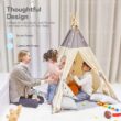 Besrey Kids Teepees Play Tent with Free String Lights & Mat, Portable Canvas Playhouse for Kids Indoor Outdoor Playing Besrey Kids Teepees Play Tent with Free String Lights & Mat, Portable Canvas Playhouse for Kids Indoor Outdoor Playing