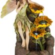 John Timberland Outdoor Floor Water Fountain with Light LED 26" High Cascading Garden Fairy and Sunflowers for Yard Garden Patio
