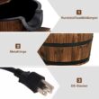 Topbuy 2-Tier Barrel Waterfall Rustic Fountain Barrel Wooden Water Fountain Pump for Garden Patio