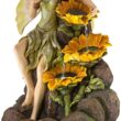 John Timberland Outdoor Floor Water Fountain with Light LED 26" High Cascading Garden Fairy and Sunflowers for Yard Garden Patio