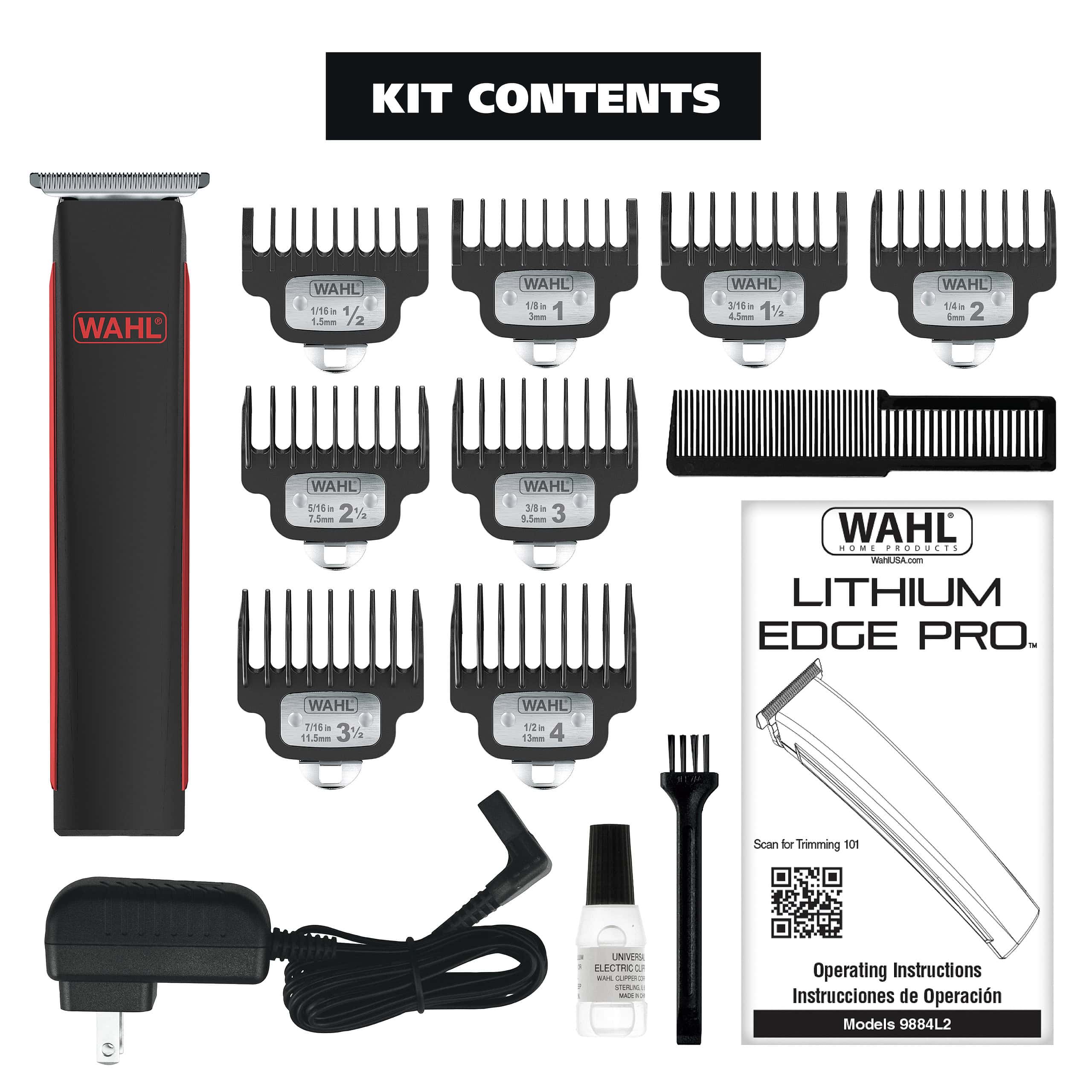 Wahl Edge Pro Lithium-Ion Cordless Beard Trimmer with T-Blade17 pc Grooming Kit for Men - 9895 Wahl Edge Pro Lithium-Ion Cordless Beard Trimmer with T-Blade17 pc Grooming Kit for Men - 9895 - Image 8