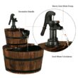 Costway 2 Tier Barrel Waterfall Fountain Barrel Wooden Water Fountain Pump Outdoor Garde