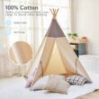 Besrey Kids Teepees Play Tent with Free String Lights & Mat, Portable Canvas Playhouse for Kids Indoor Outdoor Playing Besrey Kids Teepees Play Tent with Free String Lights & Mat, Portable Canvas Playhouse for Kids Indoor Outdoor Playing