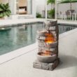 Teamson Home Stacked Stone Tiered Bowl Fountain with LED Light, Gray Teamson Home Stacked Stone Tiered Bowl Fountain with LED Light, Gray