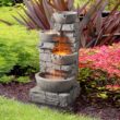 Teamson Home Stacked Stone Tiered Bowl Fountain with LED Light, Gray Teamson Home Stacked Stone Tiered Bowl Fountain with LED Light, Gray