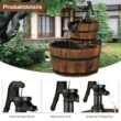 Topbuy 2-Tier Barrel Waterfall Rustic Fountain Barrel Wooden Water Fountain Pump for Garden Patio