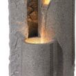 John Timberland Outdoor Floor Water Fountain 34 1/2" High Cascading Marble Finish Bowls LED for Garden Yard