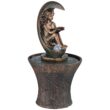 John Timberland Modern Outdoor Floor Water Fountain with Light LED 34" High Crescent Moon for Yard Garden Patio Deck Home