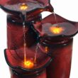 Teamson Home Outdoor 3-Tier Glazed Pot Floor Fountain with LED Lights, Red