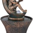 John Timberland Modern Outdoor Floor Water Fountain with Light LED 34" High Crescent Moon for Yard Garden Patio Deck Home