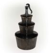 Alpine Corporation 40" Three Tier Pump Outdoor Fountain Decor, Brown