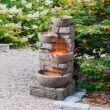 Teamson Home Stacked Stone Tiered Bowl Fountain with LED Light, Gray Teamson Home Stacked Stone Tiered Bowl Fountain with LED Light, Gray