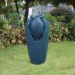 Teamson Home Indoor/Outdoor Glazed Contoured Vase Water Fountain with LED Lights, Blue