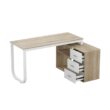 FUFU&GAGA 55.1 in. L-Shaped Beige Wood Computer Desk Writing Desk Office Executive Desk W/Removable Tabletop, Shelves, 3-Drawers FUFU&GAGA 55.1 in. L-Shaped Beige Wood Computer Desk Writing Desk Office Executive Desk W/Removable Tabletop, Shelves, 3-Drawers