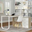 FUFU&GAGA 55.1 in. L-Shaped Beige Wood Computer Desk Writing Desk Office Executive Desk W/Removable Tabletop, Shelves, 3-Drawers FUFU&GAGA 55.1 in. L-Shaped Beige Wood Computer Desk Writing Desk Office Executive Desk W/Removable Tabletop, Shelves, 3-Drawers
