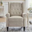 StyleWell Waybrook Biscuit Beige Upholstered Tufted Wingback Pushback Recliner
