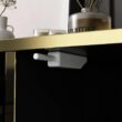 FUFU&GAGA Black Wavy Paint Finish 1-Touch Doors Accent Storage Cabinet With Adjustable Shelves and 2-Drawers