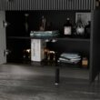 FUFU&GAGA Black Wavy Paint Finish 1-Touch Doors Accent Storage Cabinet With Adjustable Shelves and 2-Drawers