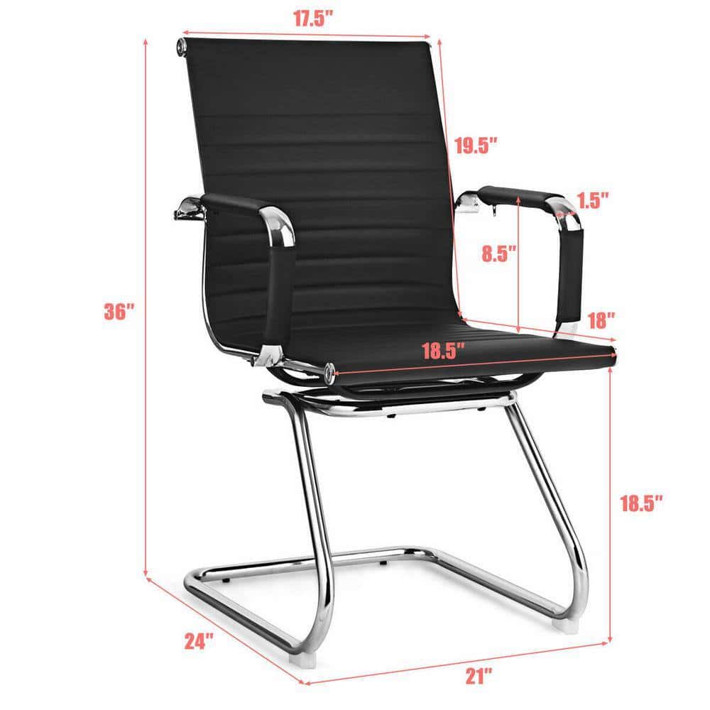 Costway Set of 2 Black Faux Leather Seating Office Guest Chairs Waiting Room Chairs Costway Set of 2 Black Faux Leather Seating Office Guest Chairs Waiting Room Chairs - Image 3