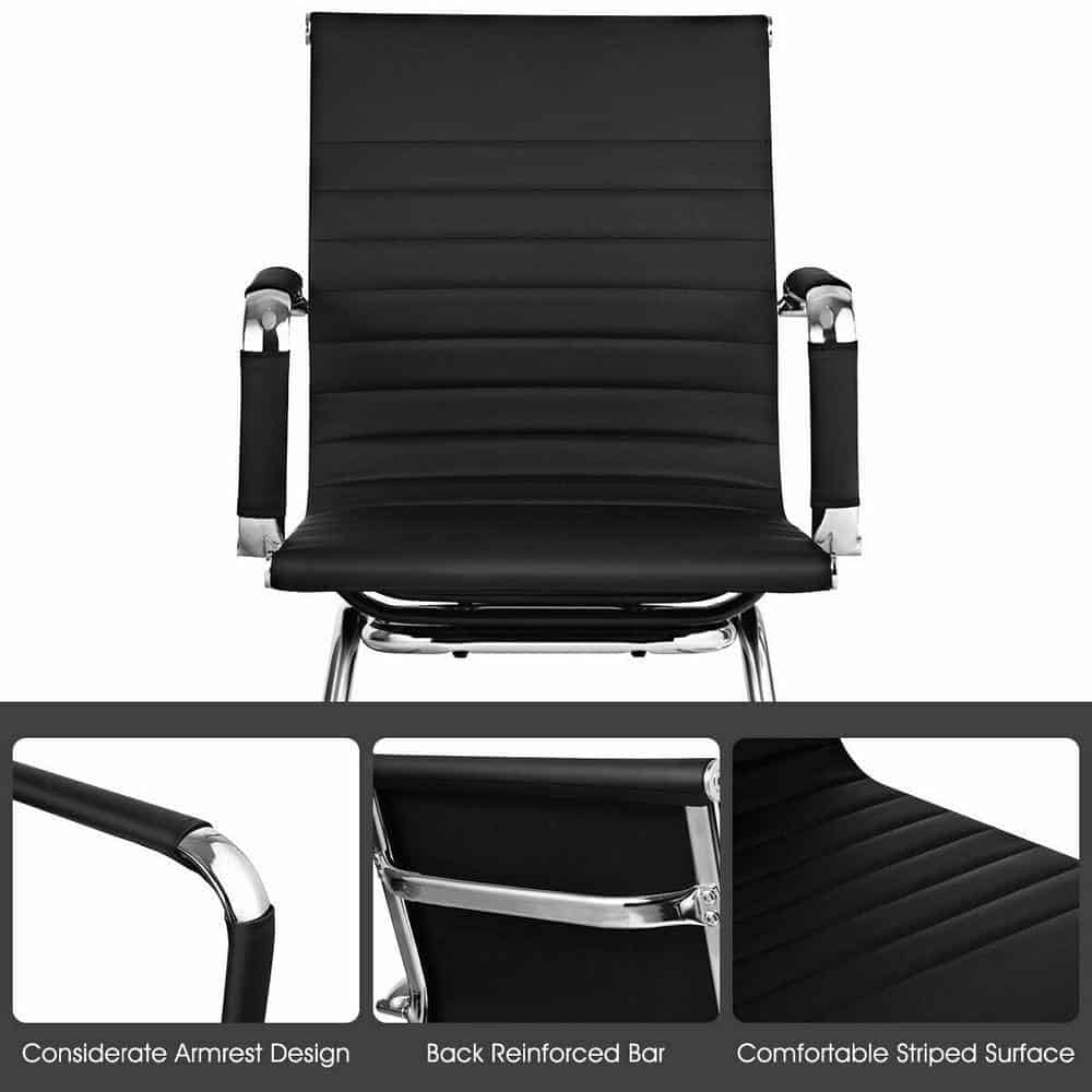 Costway Set of 2 Black Faux Leather Seating Office Guest Chairs Waiting Room Chairs Costway Set of 2 Black Faux Leather Seating Office Guest Chairs Waiting Room Chairs - Image 6
