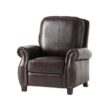 Noble House Neville 37 in. Width Big and Tall Brown Faux Leather Nailhead Trim Club Recliner