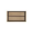 Welwick Designs Coastal Oak/Black Wood and Metal Reeded Accent Cabinet with 2 Doors