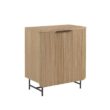 Welwick Designs Coastal Oak/Black Wood and Metal Reeded Accent Cabinet with 2 Doors