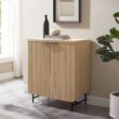 Welwick Designs Coastal Oak/Black Wood and Metal Reeded Accent Cabinet with 2 Doors