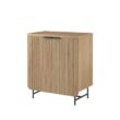 Welwick Designs Coastal Oak/Black Wood and Metal Reeded Accent Cabinet with 2 Doors