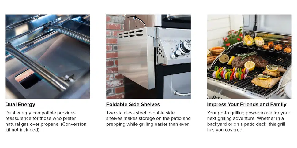 Nexgrill Deluxe 2-Burner Grill: Foldable Side Shelves & 28000 BTUs for Compact Grilling