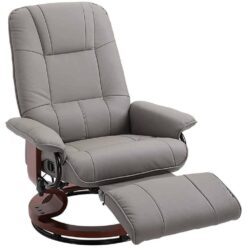 HomCom Grey PU Leather Adjustable Swivel Recliner Chair