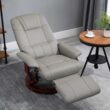 HomCom Grey PU Leather Adjustable Swivel Recliner Chair