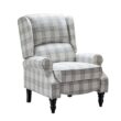 JAYDEN CREATION Bogazk Modern Plaid Grey Polyester Pattern Manual Recliner with Wingback and Rubber Wood Legs