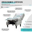 JAYDEN CREATION Bogazk Modern Plaid Grey Polyester Pattern Manual Recliner with Wingback and Rubber Wood Legs