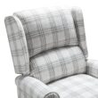 JAYDEN CREATION Bogazk Modern Plaid Grey Polyester Pattern Manual Recliner with Wingback and Rubber Wood Legs