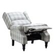 JAYDEN CREATION Bogazk Modern Plaid Grey Polyester Pattern Manual Recliner with Wingback and Rubber Wood Legs