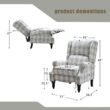 JAYDEN CREATION Bogazk Modern Plaid Grey Polyester Pattern Manual Recliner with Wingback and Rubber Wood Legs