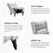 JAYDEN CREATION Bogazk Modern Plaid Grey Polyester Pattern Manual Recliner with Wingback and Rubber Wood Legs