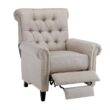 Merax Tan Linen Tufted Push Back Recliner with Nailheads Rolled Arm
