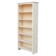 International Concepts 72 in. Unfinished Wood 6-shelf Standard Bookcase with Adjustable Shelves