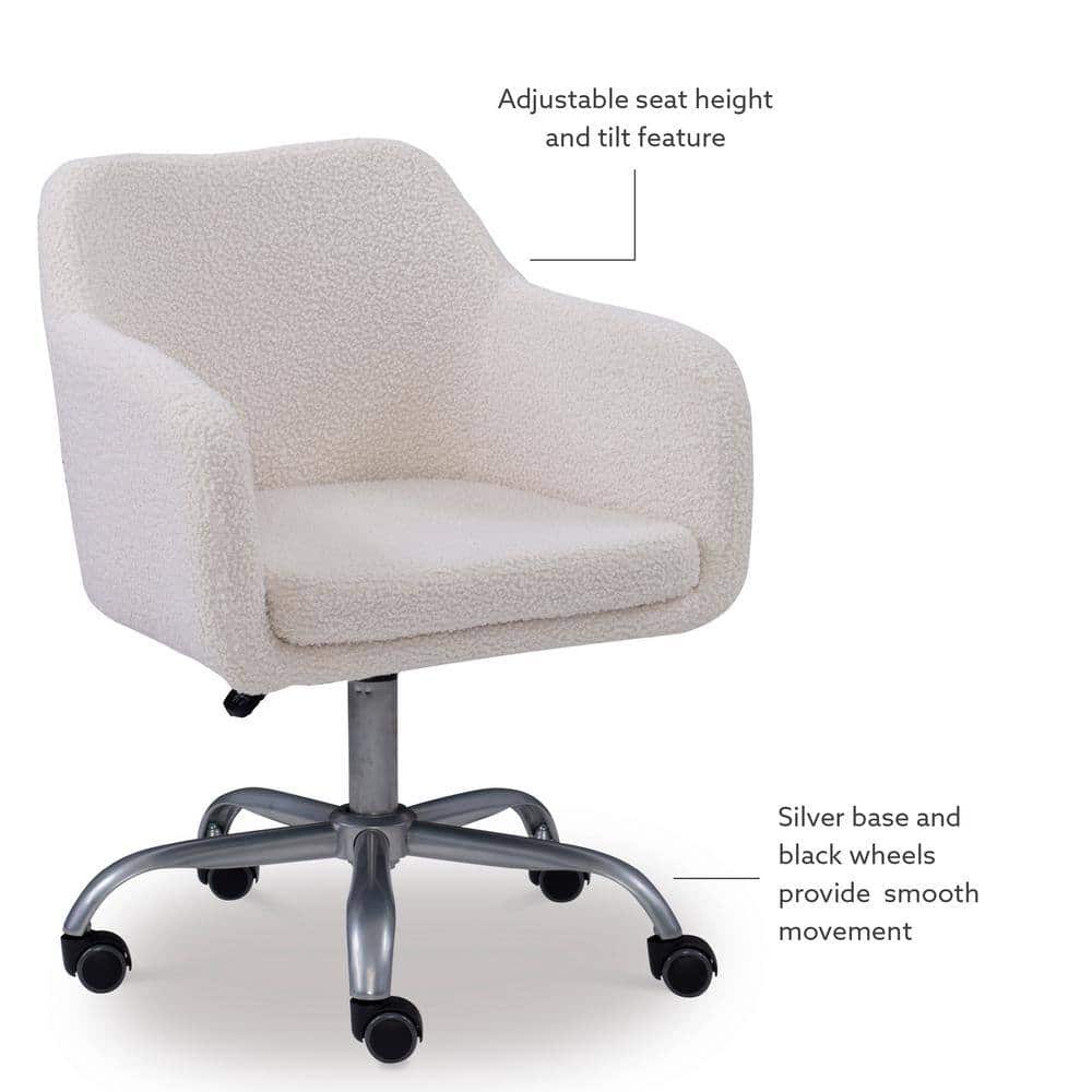 Linon Home Decor Barnes Cream Sherpa Upholstered 17 in. - 21 in. Adjustable Height Office Chair Linon Home Decor Barnes Cream Sherpa Upholstered 17 in. - 21 in. Adjustable Height Office Chair - Image 8