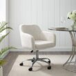Linon Home Decor Barnes Cream Sherpa Upholstered 17 in. - 21 in. Adjustable Height Office Chair Linon Home Decor Barnes Cream Sherpa Upholstered 17 in. - 21 in. Adjustable Height Office Chair