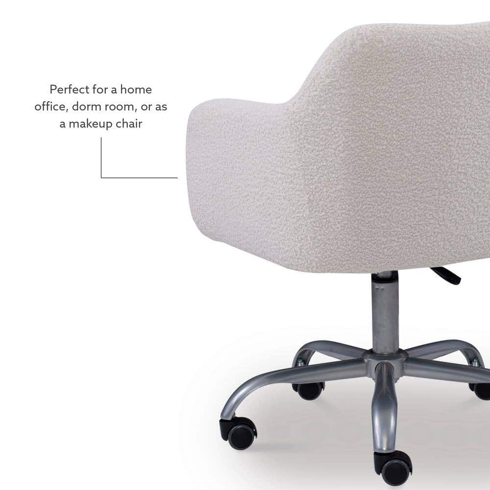 Linon Home Decor Barnes Cream Sherpa Upholstered 17 in. - 21 in. Adjustable Height Office Chair Linon Home Decor Barnes Cream Sherpa Upholstered 17 in. - 21 in. Adjustable Height Office Chair - Image 7