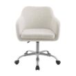 Linon Home Decor Barnes Cream Sherpa Upholstered 17 in. - 21 in. Adjustable Height Office Chair