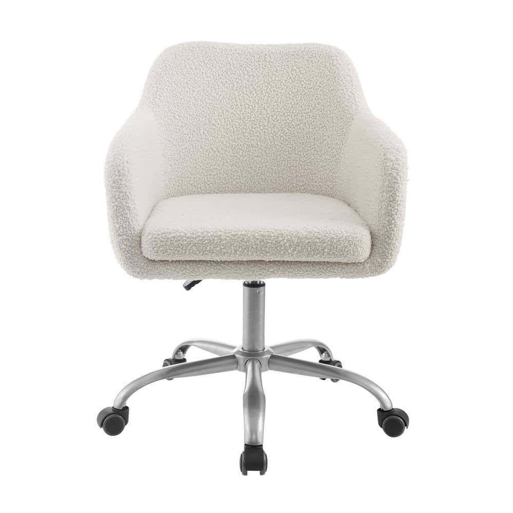 Linon Home Decor Barnes Cream Sherpa Upholstered 17 in. - 21 in. Adjustable Height Office Chair Linon Home Decor Barnes Cream Sherpa Upholstered 17 in. - 21 in. Adjustable Height Office Chair