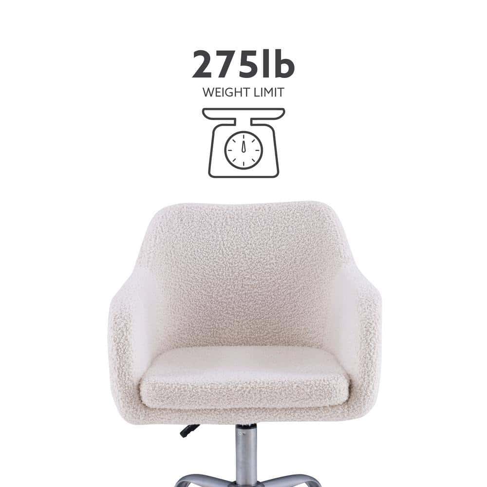 Linon Home Decor Barnes Cream Sherpa Upholstered 17 in. - 21 in. Adjustable Height Office Chair Linon Home Decor Barnes Cream Sherpa Upholstered 17 in. - 21 in. Adjustable Height Office Chair - Image 3